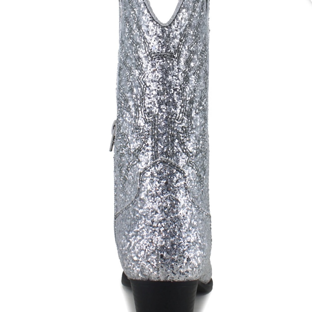 Silver Glitter Cowboy Boots - Picture 3 of 5